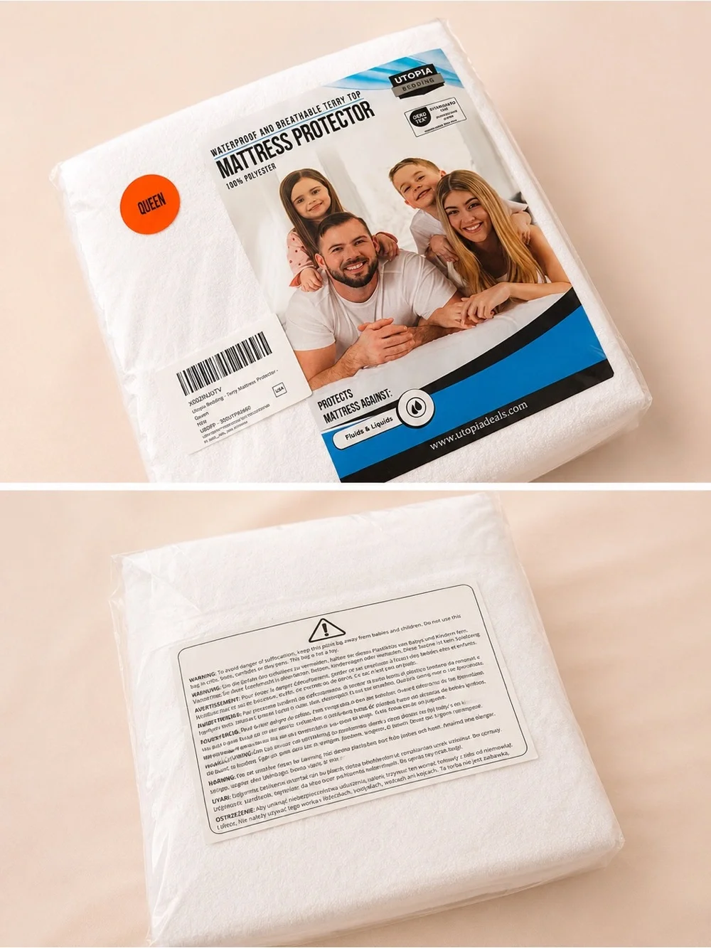 Topia White Queen Mattress Protector - Waterproof Breathable Cover